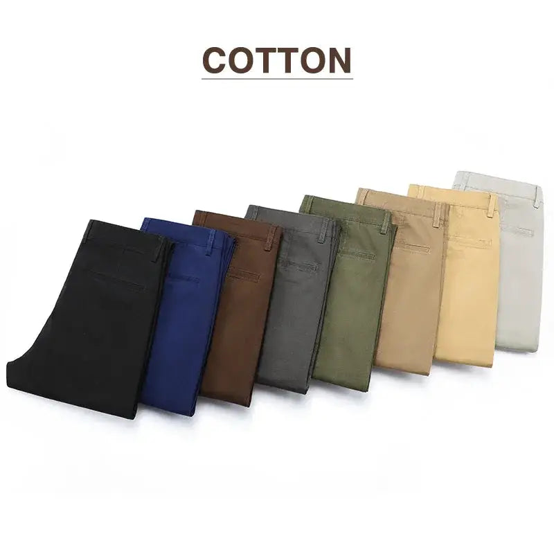 Men's cotton casual trousers, elastic slim-straight, multi-color nine-piece set