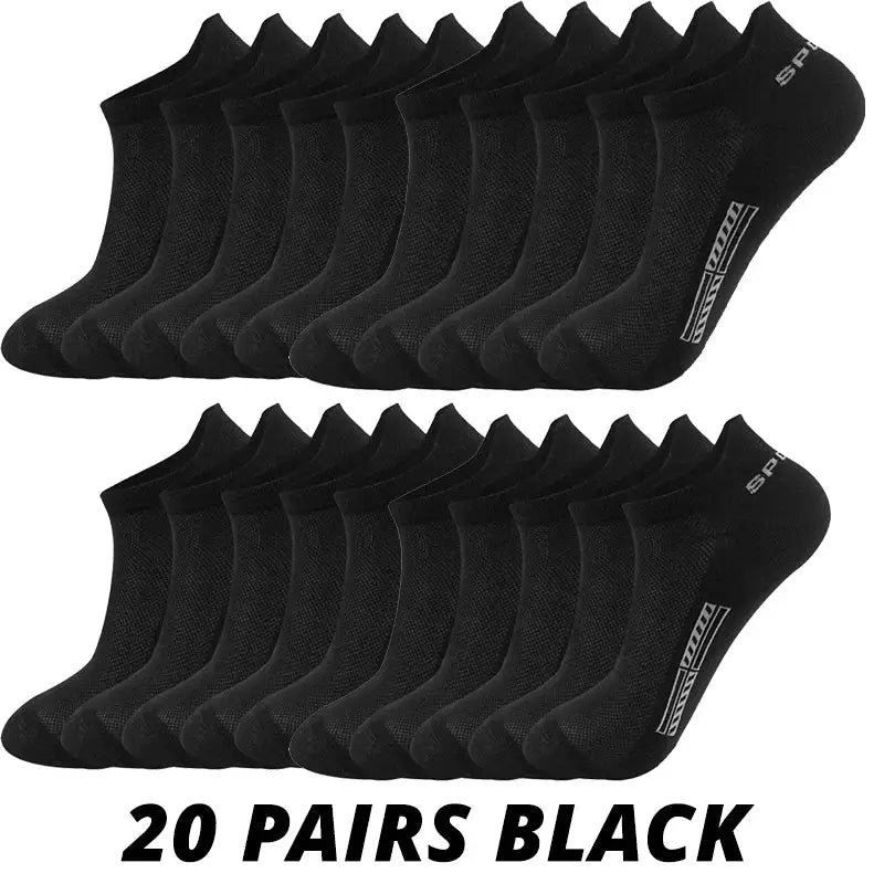 Men's Summer Thin Mesh Breathable Polyester Sports Socks 5 10 20 Pairs Sweat Absorbing Short Socks For Active Wear