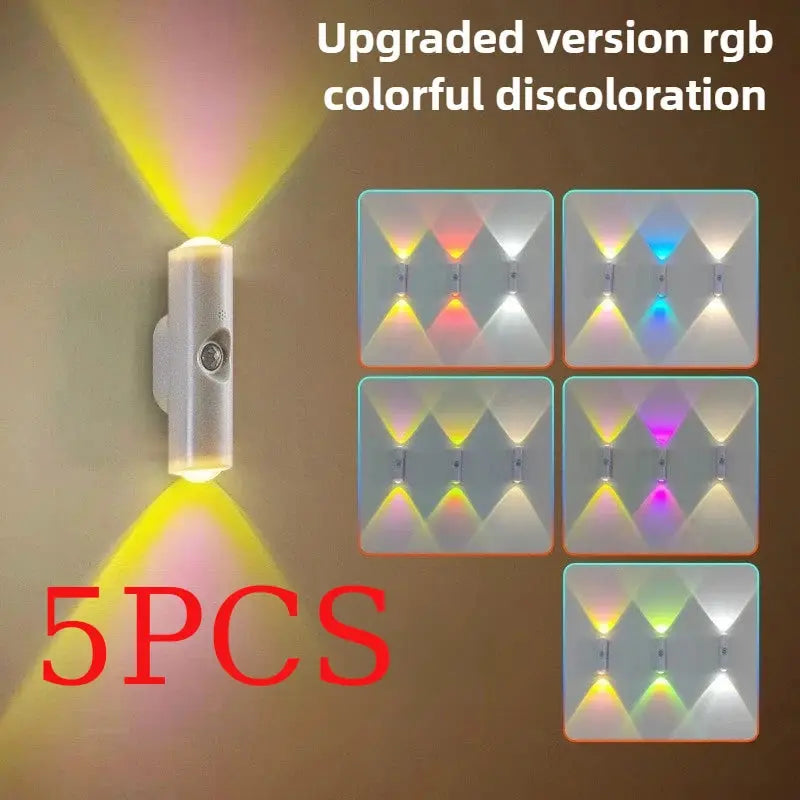 Smart RGB Gradient Night Light Magnetic Motion Sensor Rechargeable Wall Lamp Bedroom Bathroom Closet Garden Home Decor