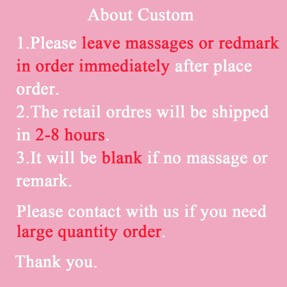Leather card holder custom order banner on pink background detailing engraving and order steps.