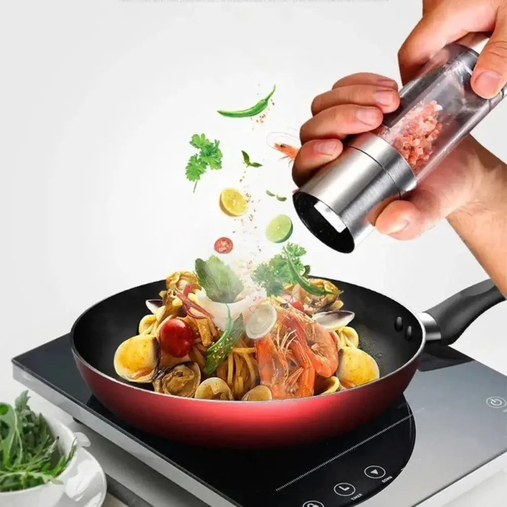 1pc Manual Pepper And Sea Salt Grinder Stainless Steel Spice Crusher Reusable Mill For Kitchen