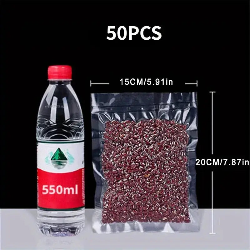 50 Pack Vacuum Sealer Bags Airtight Transparent Food Storage Bags For Meat Fruits And Vegetables