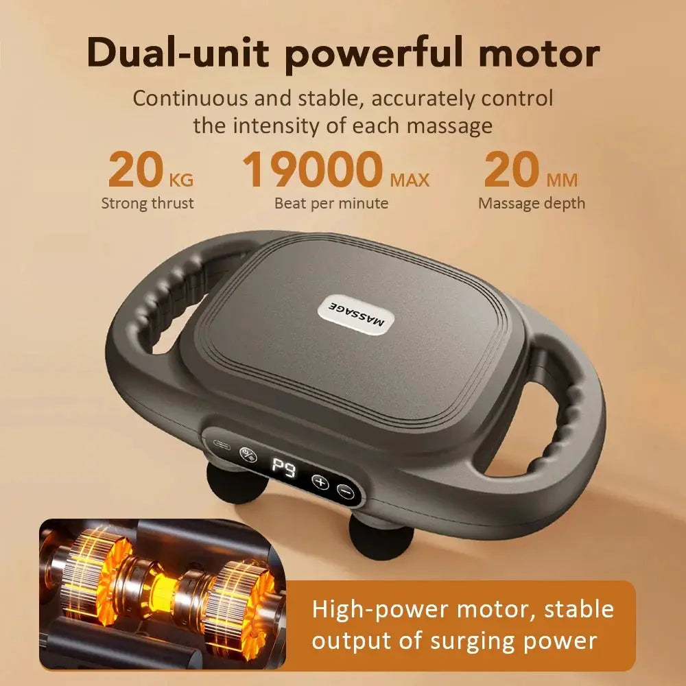 Simples Market electric fascia gun, dark gray dual-motor high-frequency massage device with 6 heads