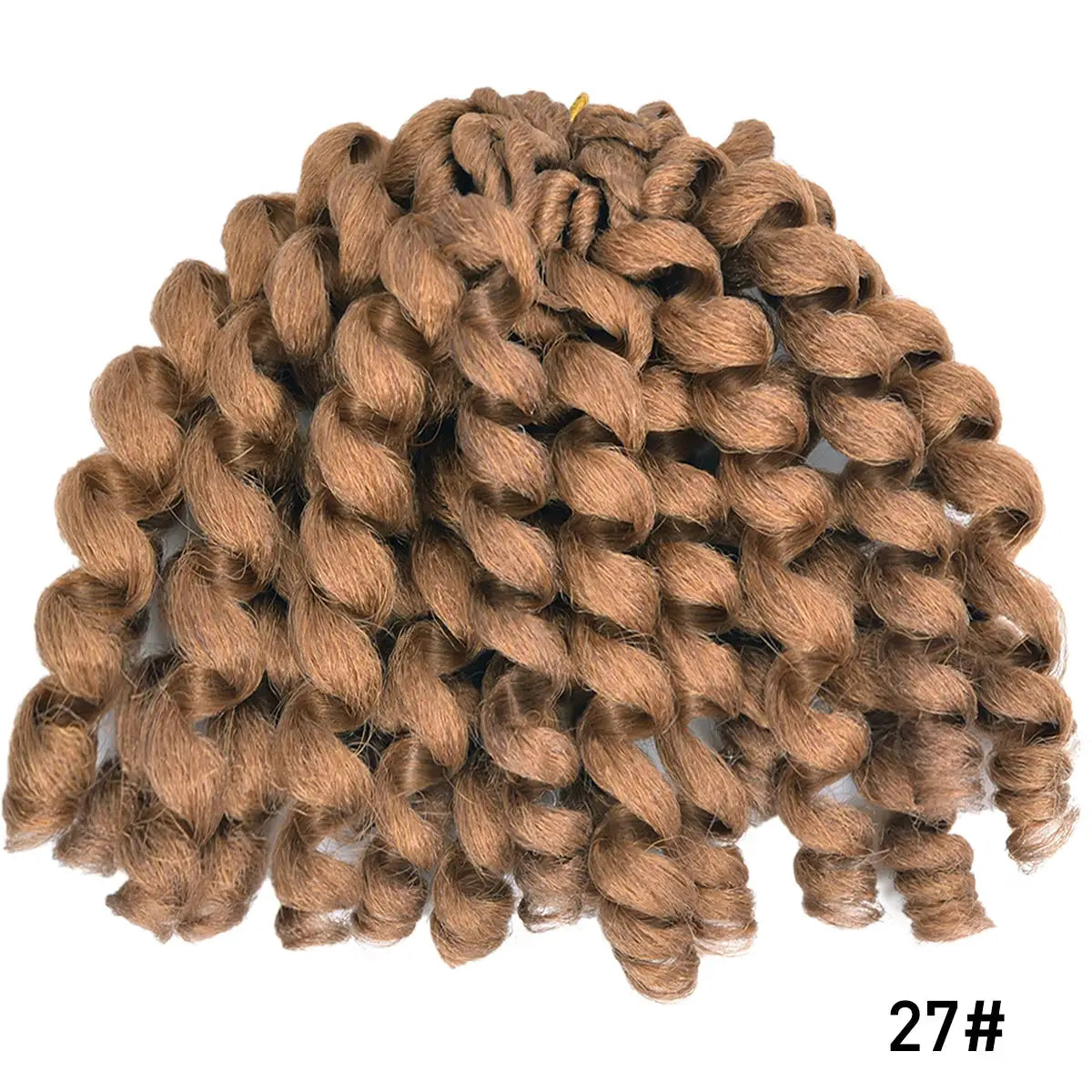 Synthetic ombre braiding hair with wand-curl crochet twists, color 27#, brown