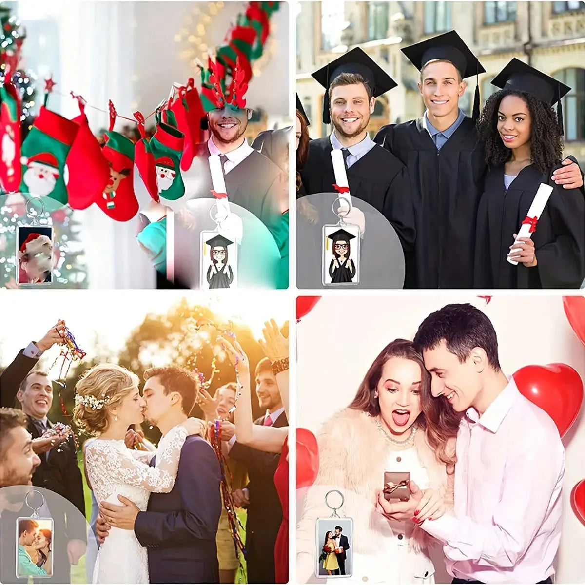 10 Pack Transparent Photo Frame Keychains With Tassels Snap In Clear Acrylic Blank Inserts For Custom Photos