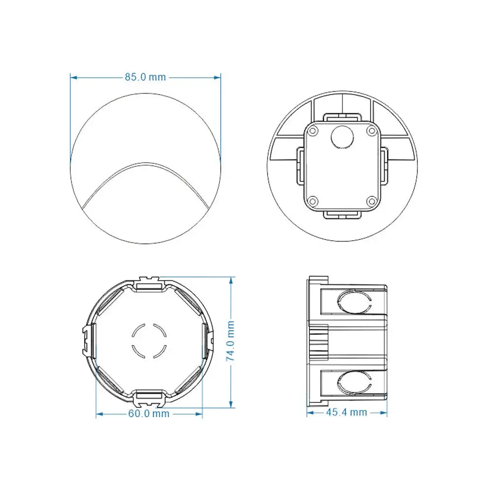 Simples Market round outdoor recessed wall lamp, IP65 waterproof, 3W LED, for steps/balcony/porch.