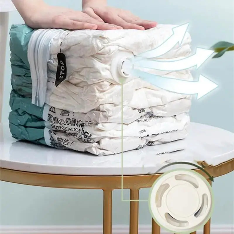 Large No Pump Vacuum Storage Bags For Clothes And Blankets Compression Bags With Travel Accessories And Rapid Exhaust Moisture Proof
