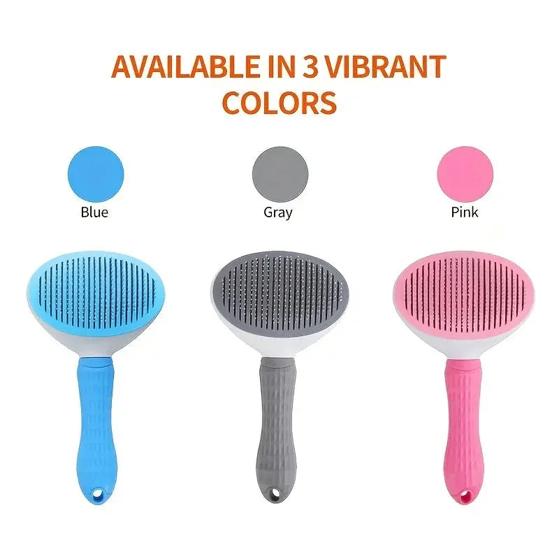 One Click Pet Hair Removal Comb for Dogs and Cats Automatic Slicker Brush for Effortless Grooming