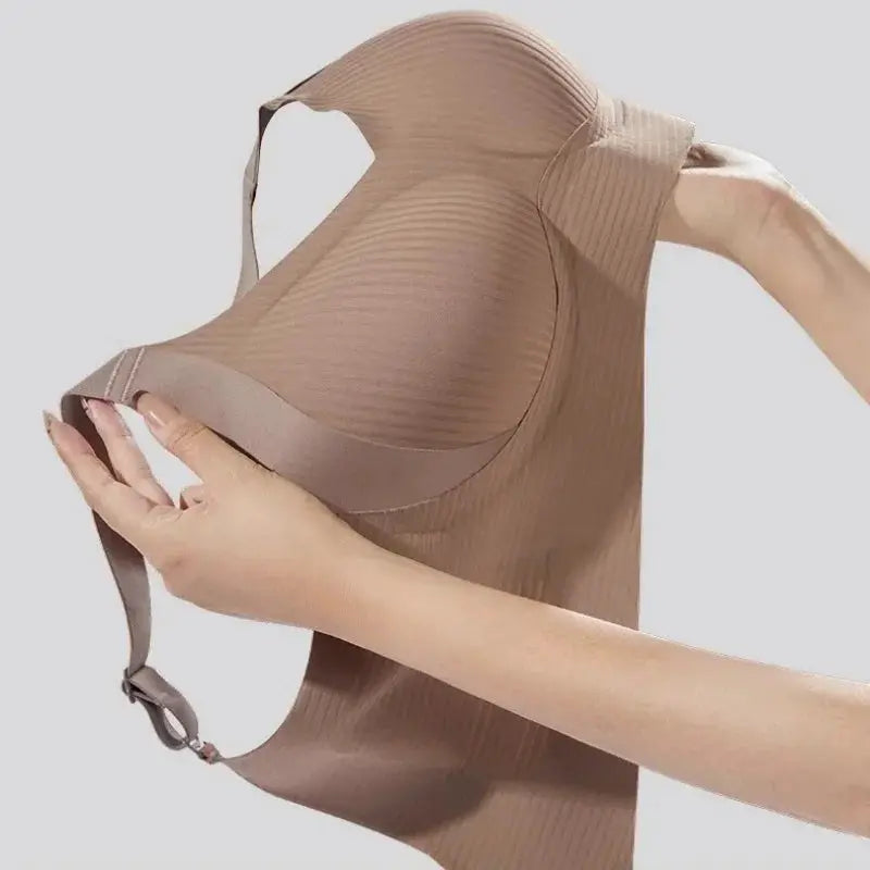 Simples Market 3-piece ribbed seamless non-wire push-up bra set in beige