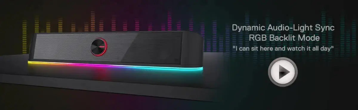 Redragon GS560 Adiemus RGB USB desktop soundbar, black 2.0-channel PC speaker with dynamic RGB lighting strip