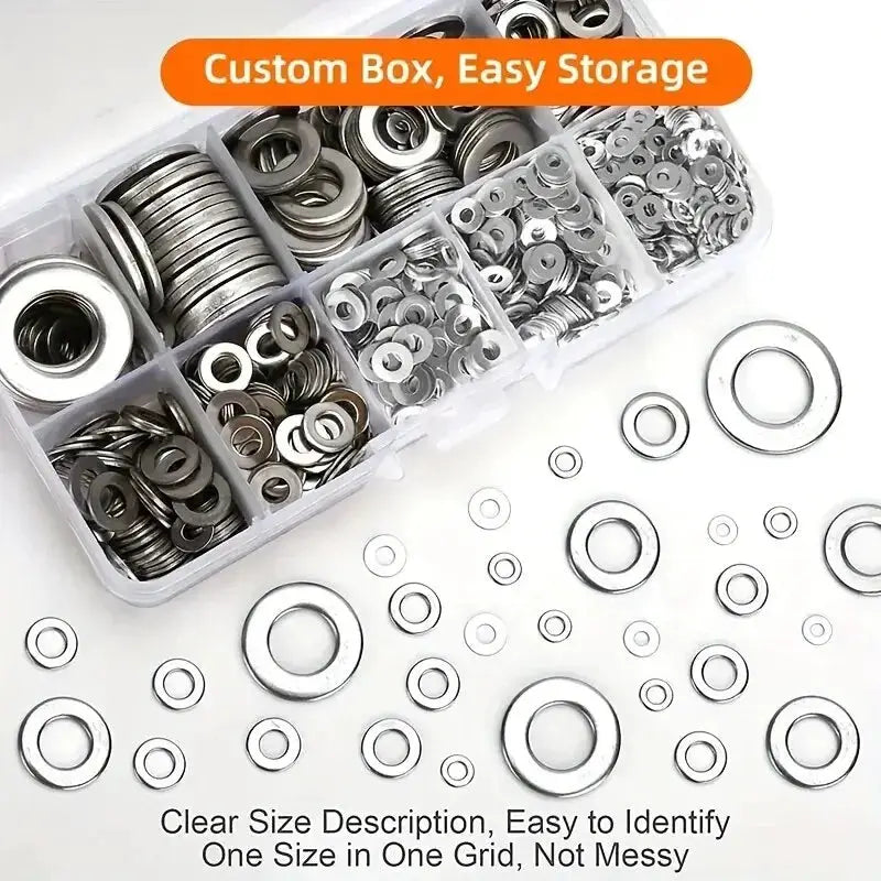 304 Stainless Steel Flat Washers Set 360 And 580 Pieces For Home Decor Kitchen Repair And Shop Use