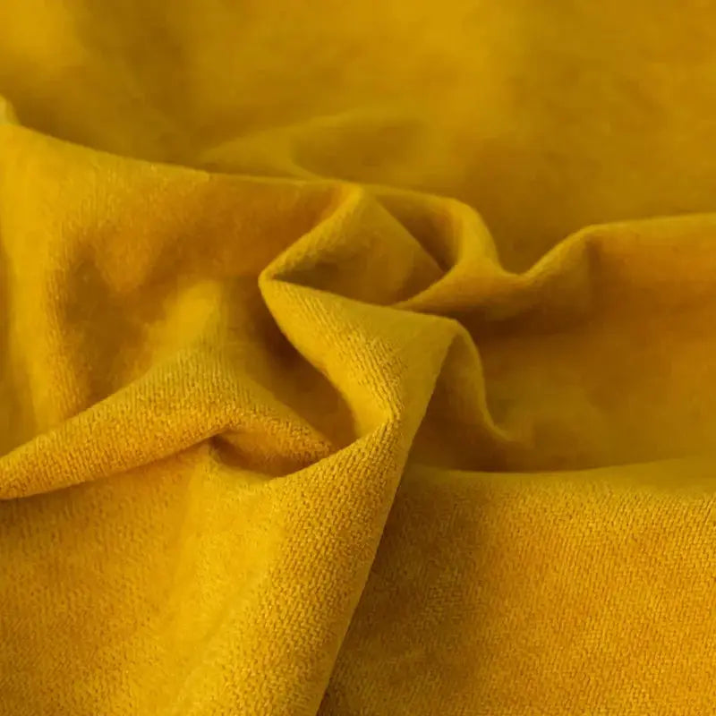 Cushion cover in textured mustard-yellow fabric, 45x45 cm.