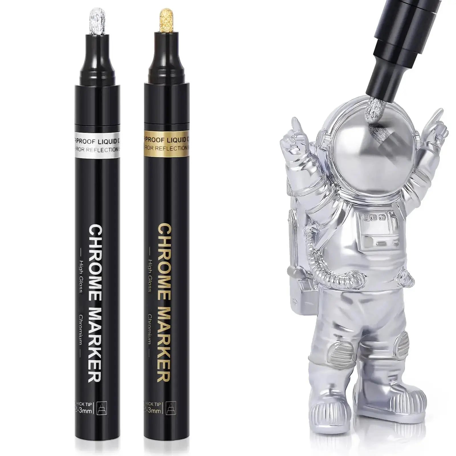 Chrome mirror marker pens, 2mm reflective paint markers by Simples Market (set of 2)