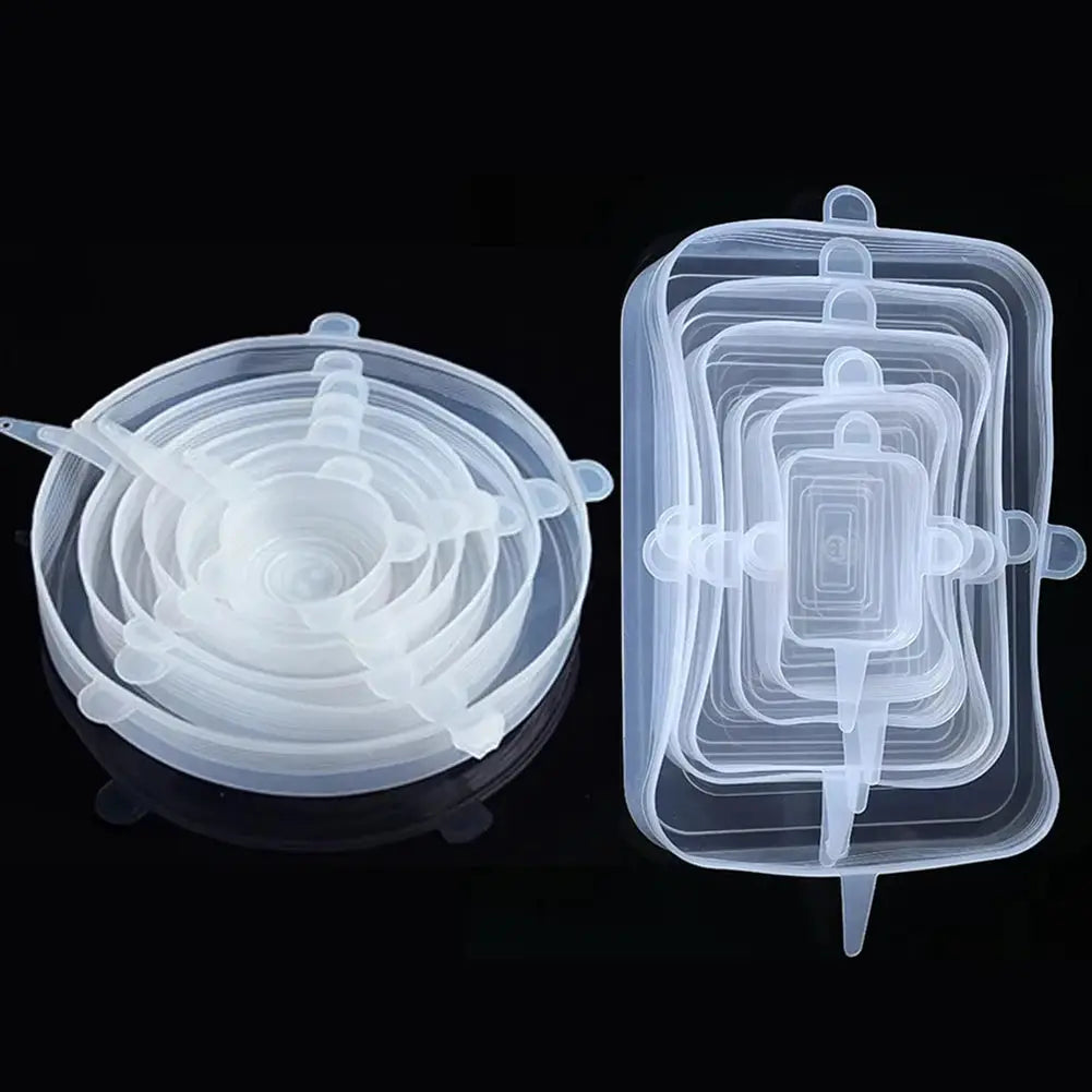 6 Pack Silicone Stretch Lids For Bowls And Containers Kitchen Microwave Covers Universal Fit Airtight Food Storage Lids