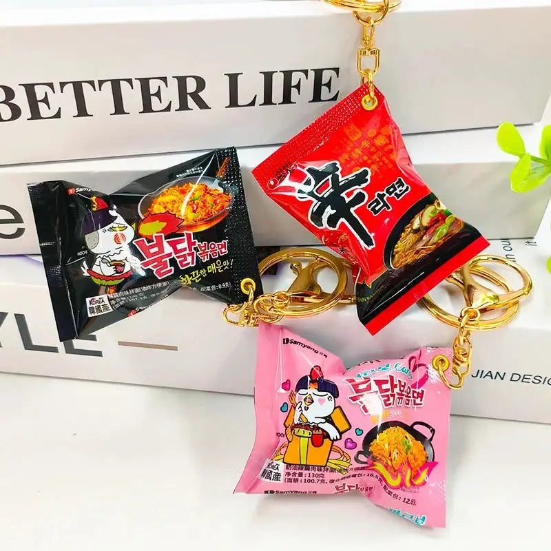 Simulation Instant Noodles Keychain Pendant For Bags Keys And Phones Cute Mini Snack Accessory Great New Year Gift
