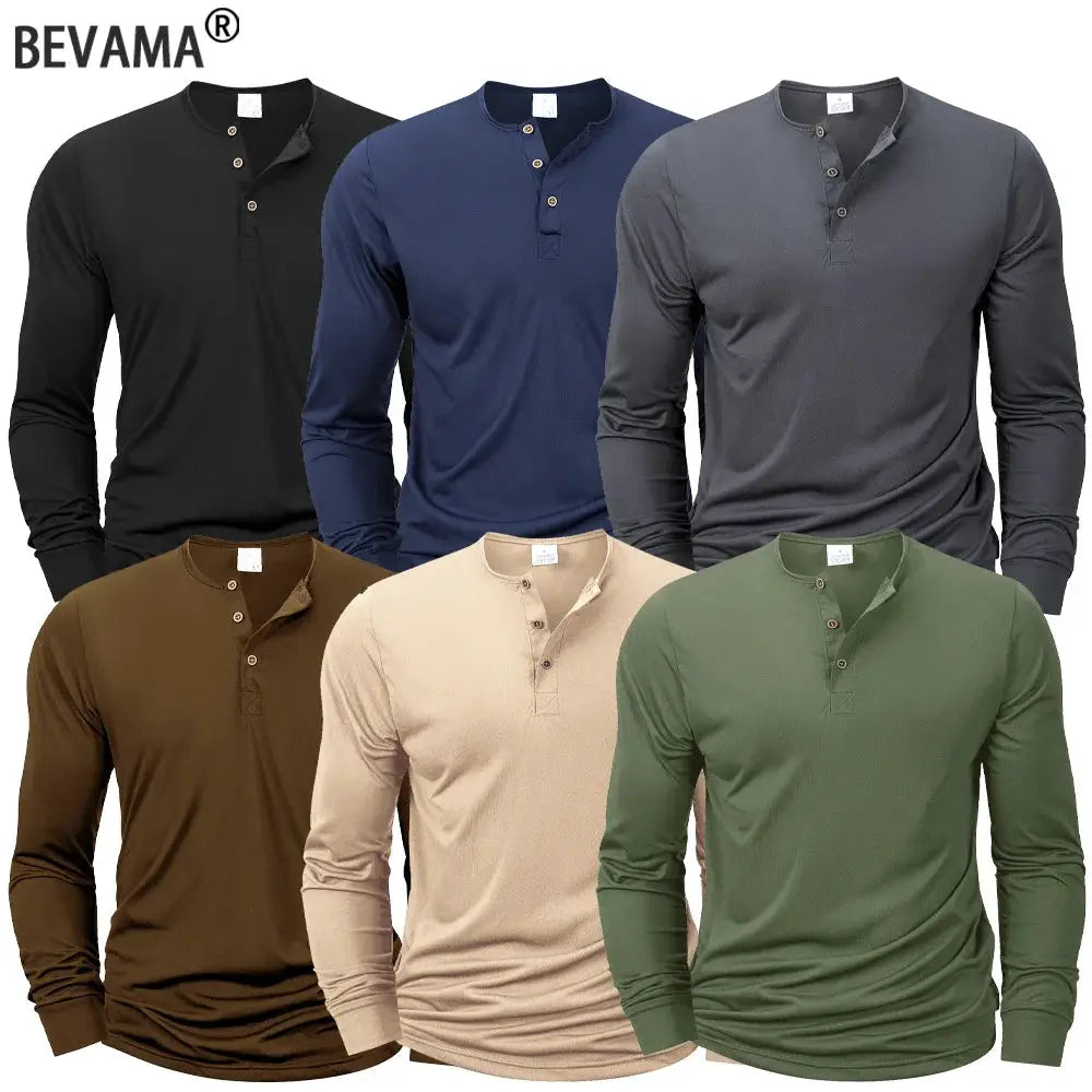 Mens Long Sleeve Henley Neck T Shirt Slim Fit Casual Button Shirt Comfortable Fitness Tee Cozy Top For Men