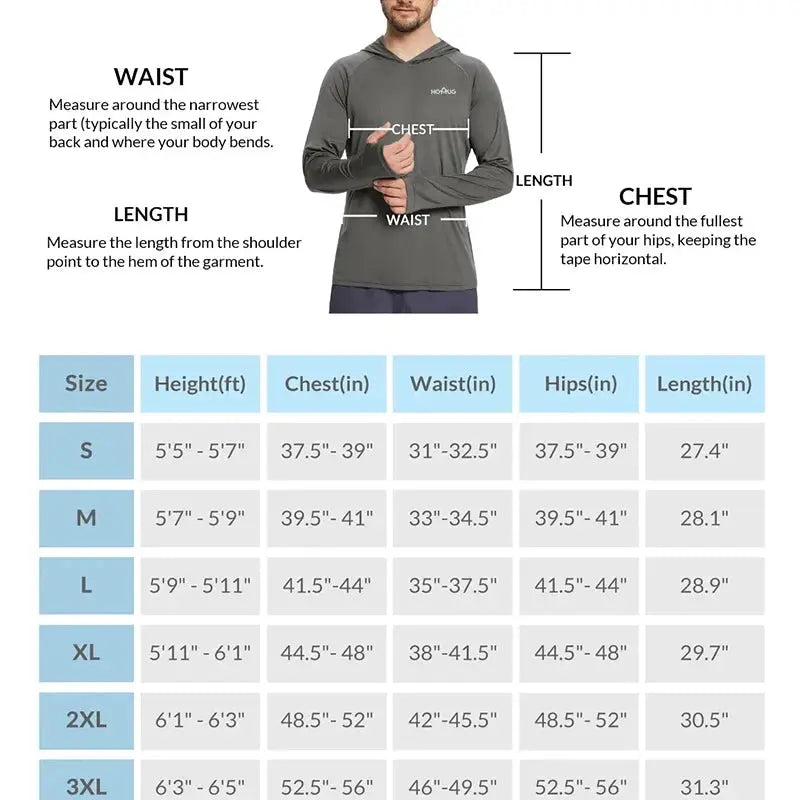 Men's UPF50 Plus Performance T Shirt Hoodie Long Sleeve Sun Protection Quick Dry for Running Fishing Casual Wear