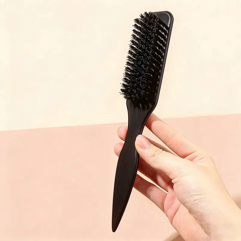 Slick Back Hair Brush by Simples Market, black plastic with dense bristles for smoothing ponytails and flyaways