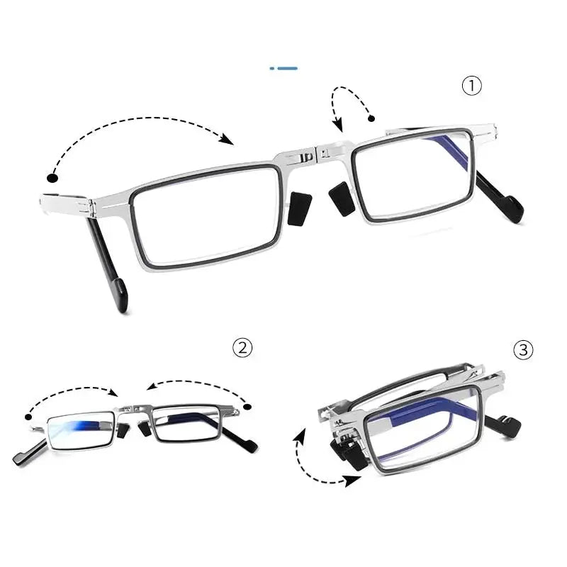 OptiLite Metal Folding Reading Glasses Ultra Lightweight Anti Blue Light Lenses For Presbyopia Eyewear