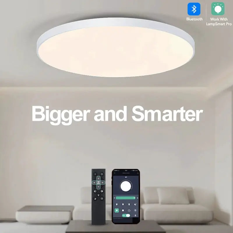 MARPOU ceiling lamp, round white LED ceiling light by Simples Market, 80W with remote control, dimmable
