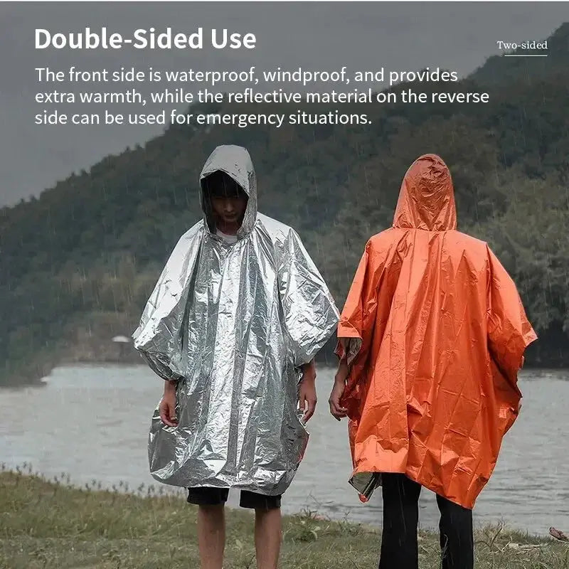Emergency Raincoat Poncho For Camping Waterproof Rainwear Survival Blanket Insulation Gear