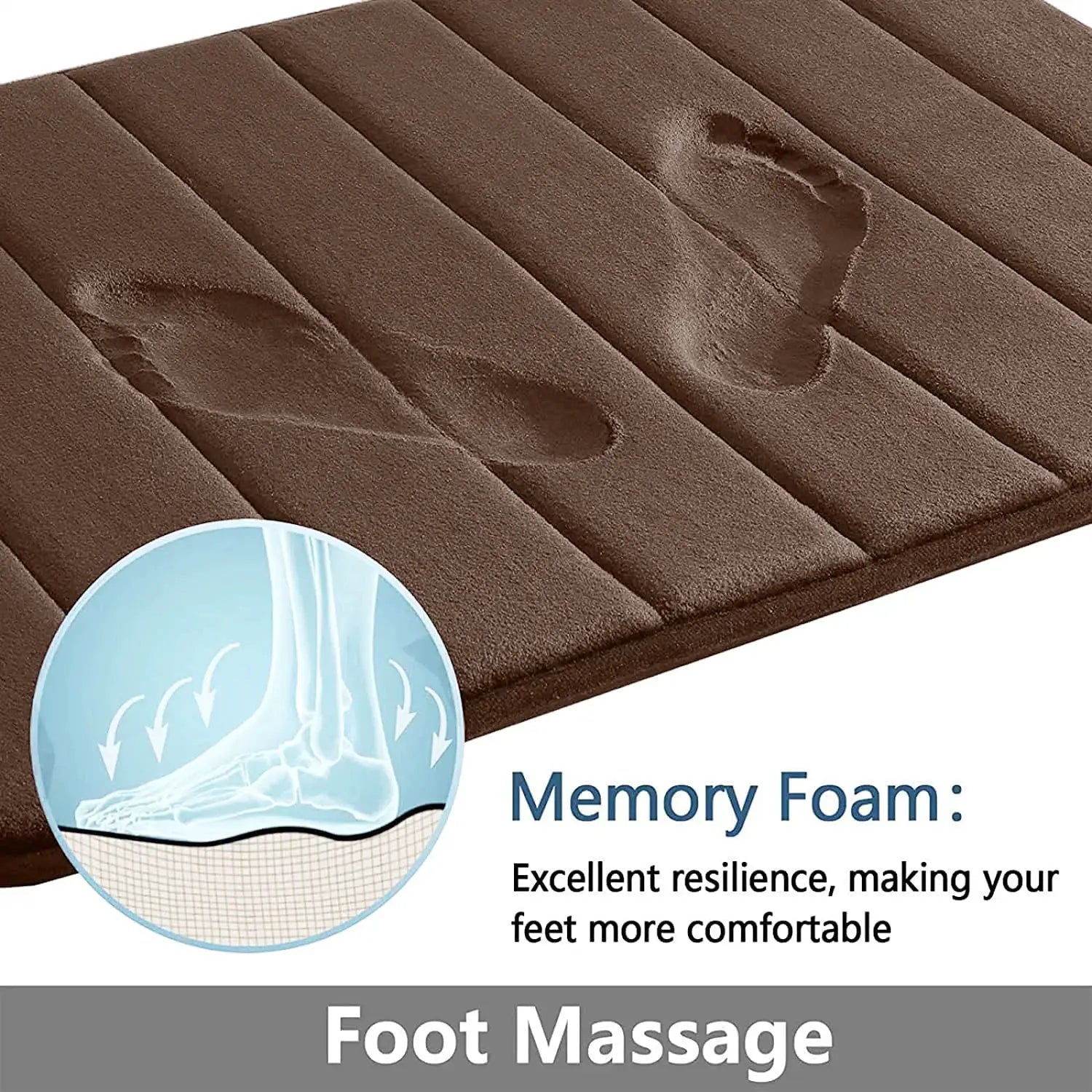 CloudLux Memory Foam Bath Mat Ultra Absorbent Three Layer Microfiber With Non Slip Backing Quick Drying