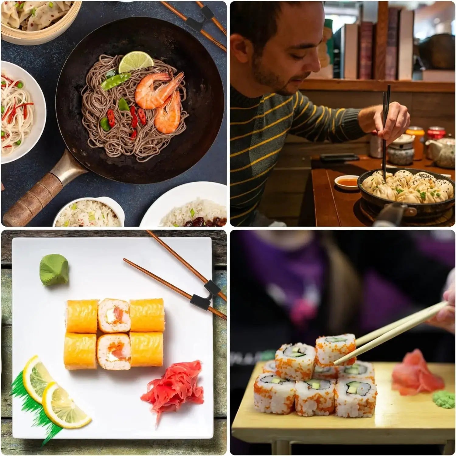 5 Pack Reusable Chopstick Helpers Training Hinges for Adults and Kids Beginner Practice Connector
