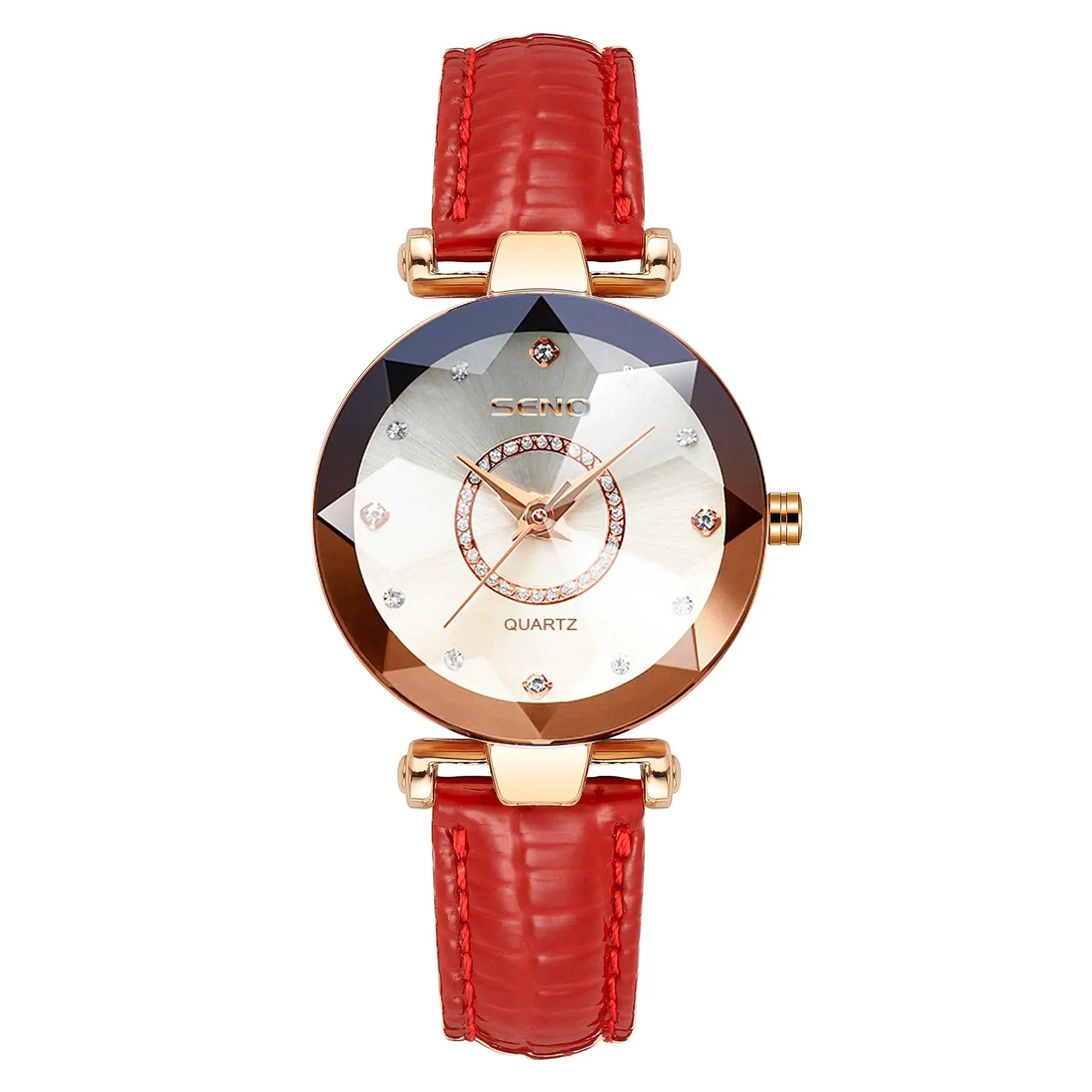 SENO Ocean Star Women Crystal Watch Rose Gold Bracelet Luxury Timepiece With Hardlex Window 2025