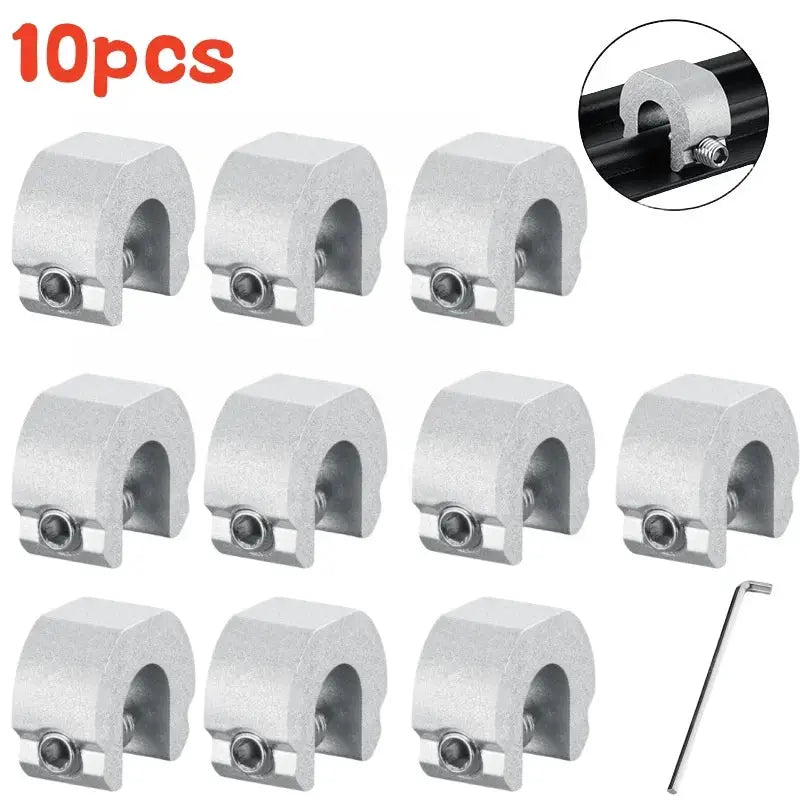 Aluminum window lock stopper set, 10 pcs, silver, sliding sash safety locks with hex key