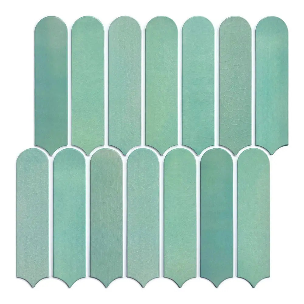 10pcs 3D fish scale tile stickers, green self-adhesive backsplash tiles, 30x30cm, Simples Market