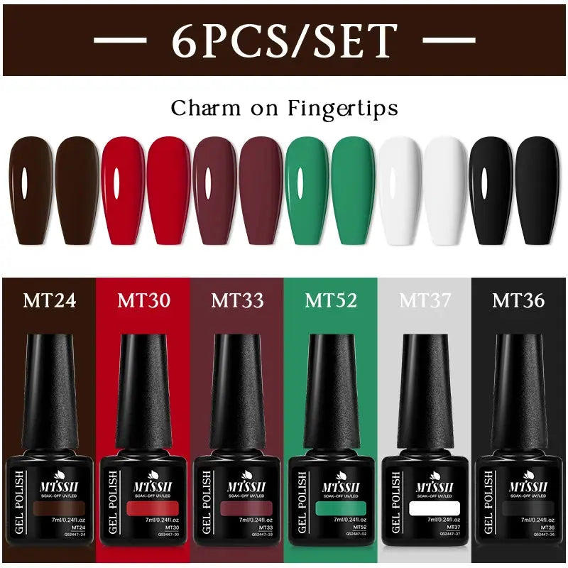MTSSII 6-piece gel nail polish set in assorted UV/LED colors for nails