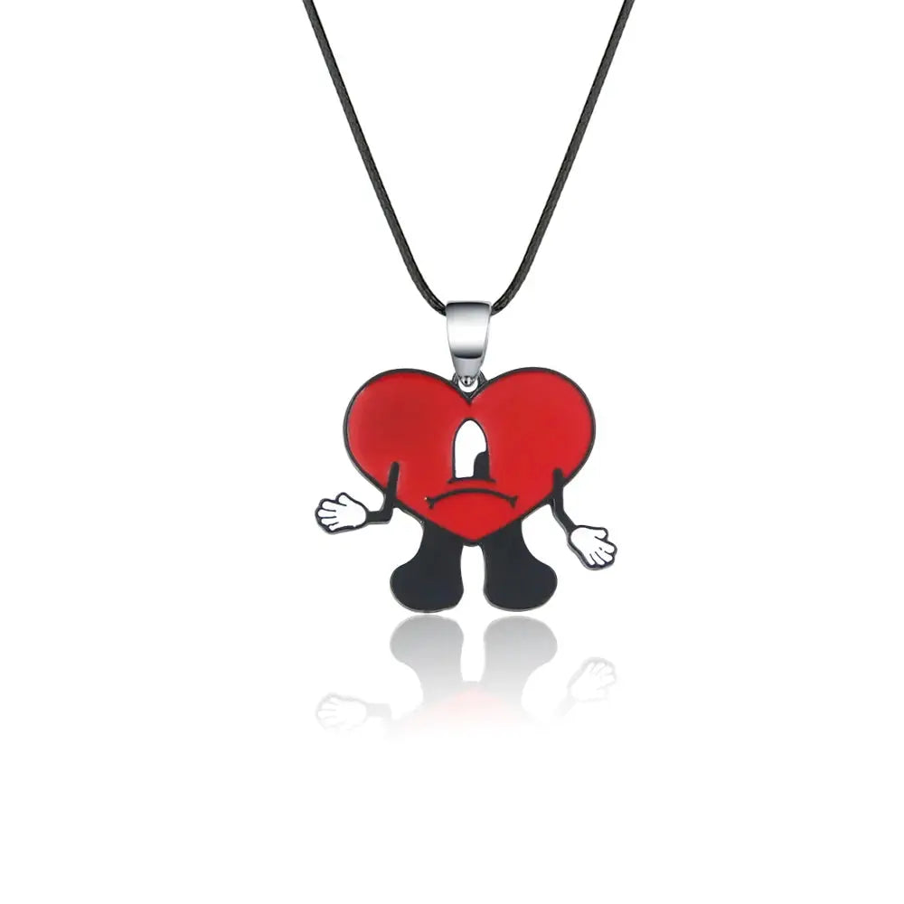 Rabbit Keychain With Heart Pendant Bad Bunny Style Silver Metal Unisex Jewelry Gift For Women Men