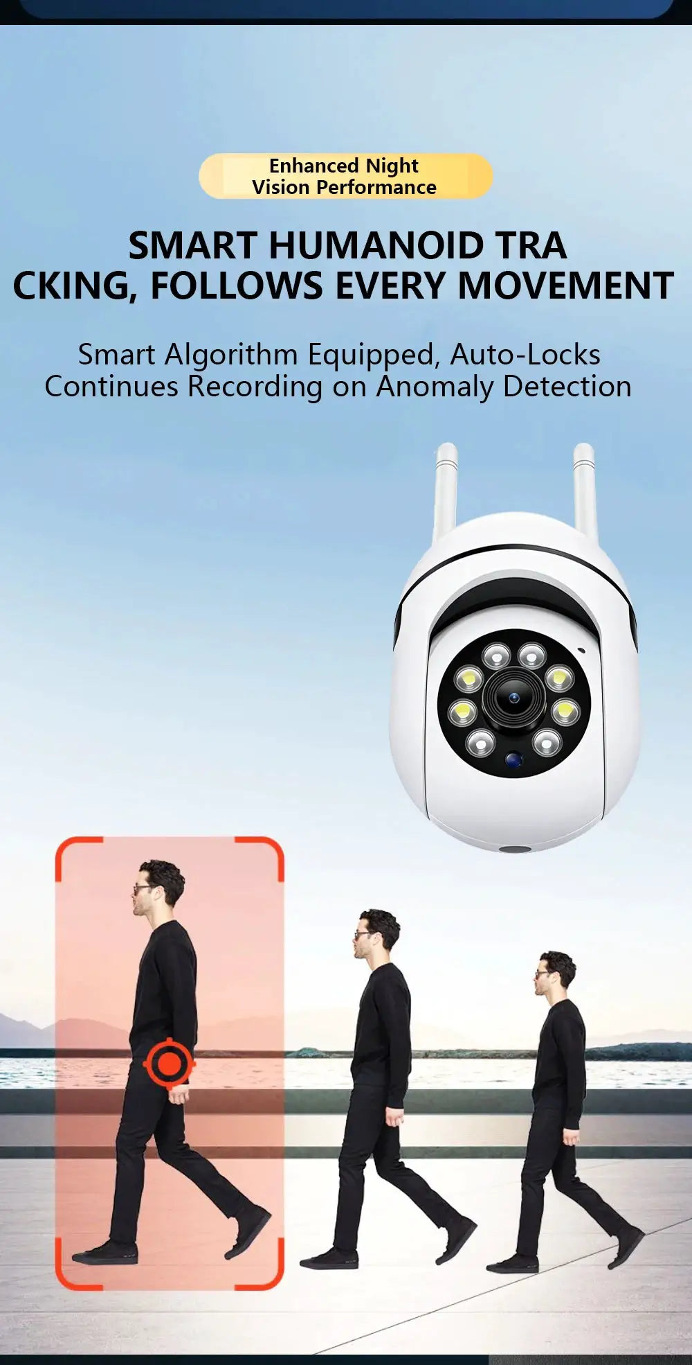 8MP outdoor PTZ WiFi IP security camera, white, from Simples Market, with 4x zoom and AI tracking