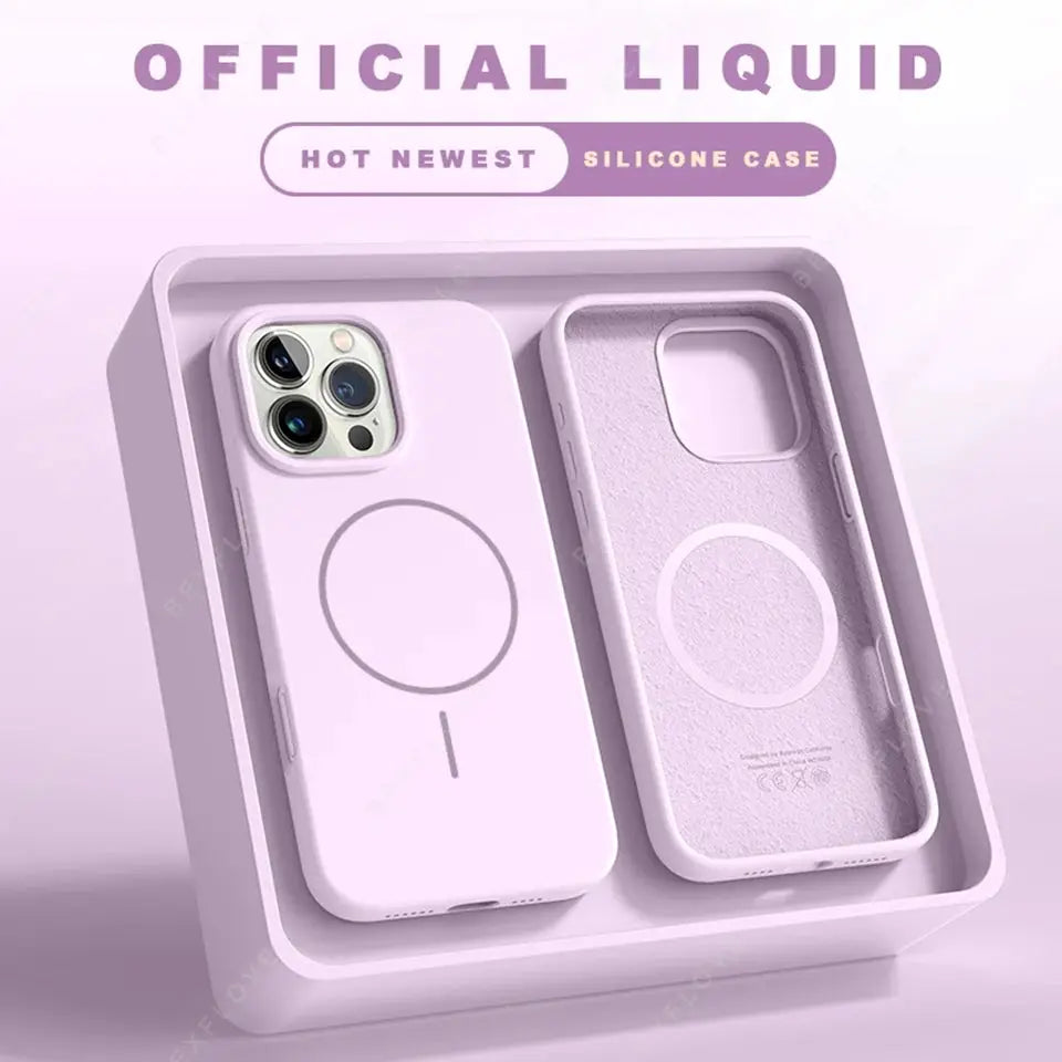 Official Magnetic Phone Case For iPhone 11 To 16 Pro Max With MagSafe And Lanyard Silicone Soft Cover