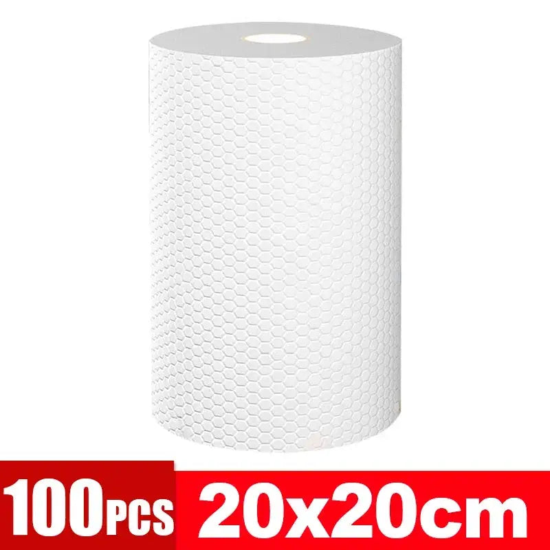 Simples Market kitchen disposable non-woven cleaning cloths roll, 100 pcs, 20x20 cm, white