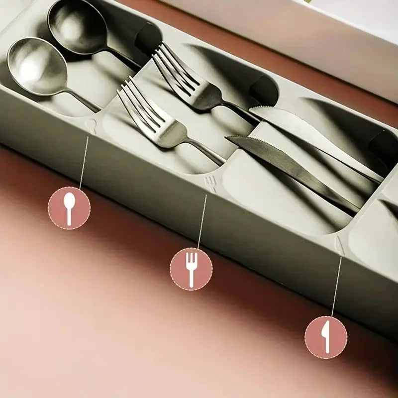 Multi Purpose Cutlery Storage Tray For Kitchen Drawer With Compartmentalized Organizer For Forks Spoons And Utensils