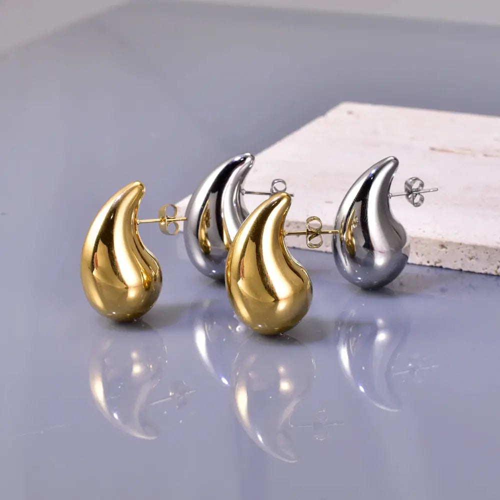 E77 Cross Border Stainless Steel Hollow Earrings Gold Color Plated Light Luxury Elegant Womens Simple Earrings