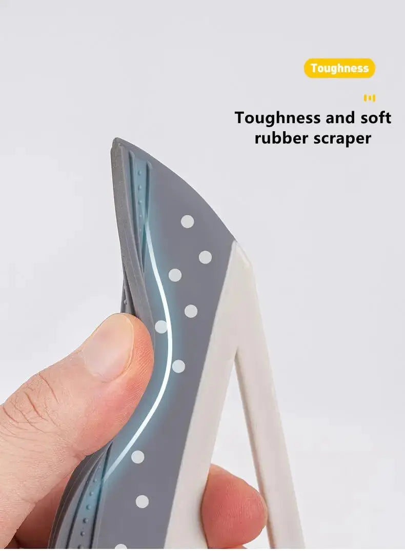 Simples Market 180° rotatable silicone rubber broom with soft scraper, gray and white handheld floor cleaner