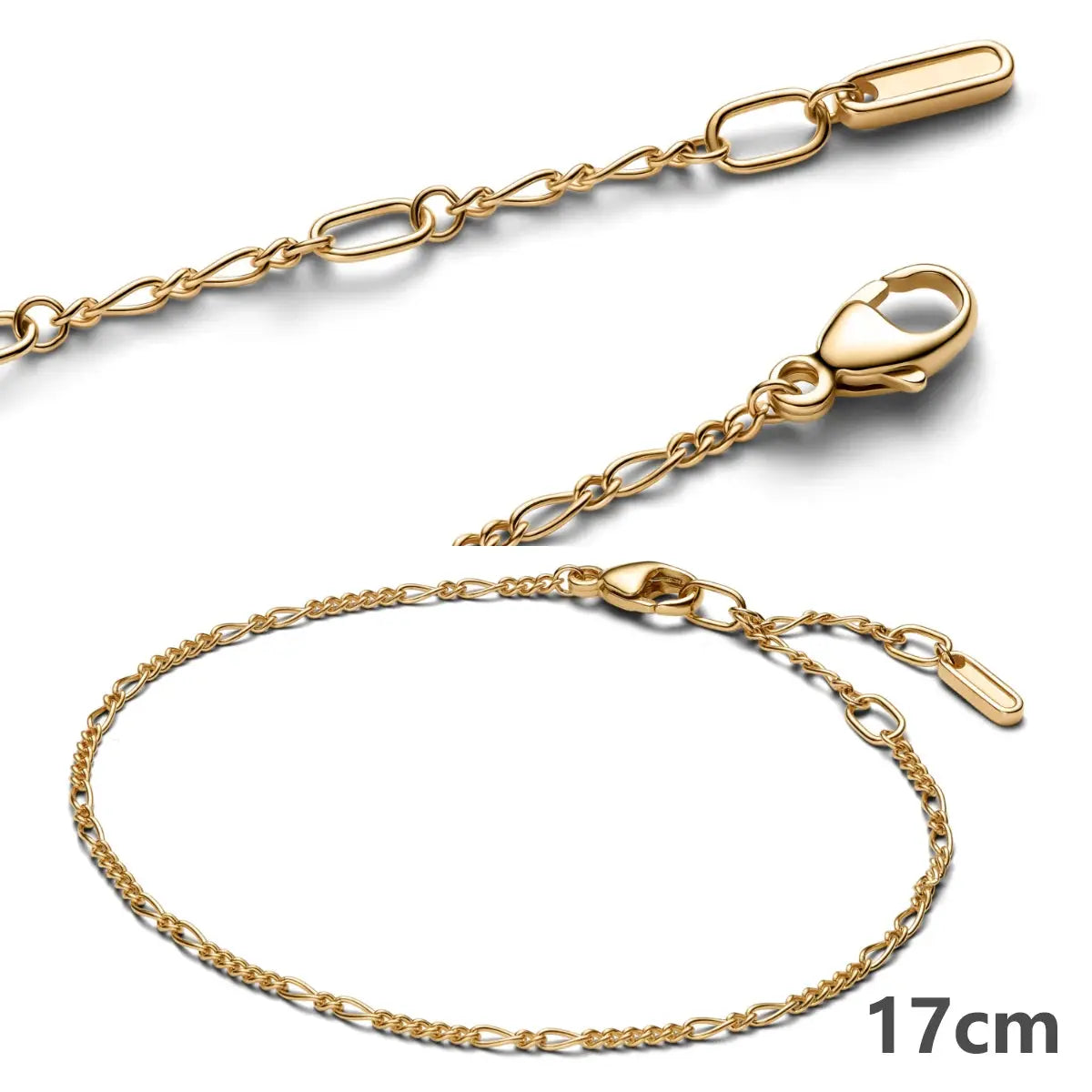 Gold-tone chain bracelet with lobster clasp, 17 cm length