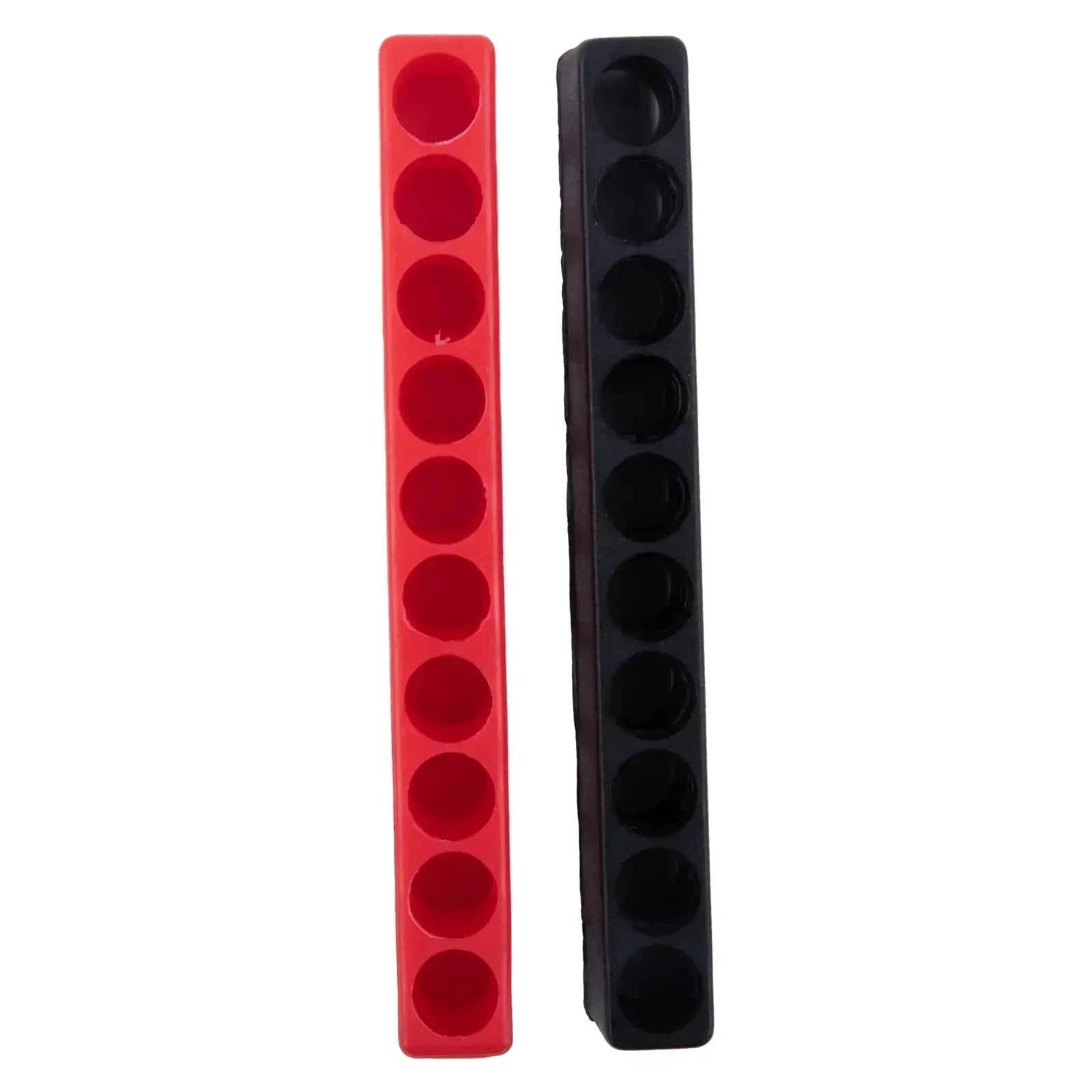 Bit holder strips, red and black, 10-hole 1/4 hex storage (2-piece) Simples Market