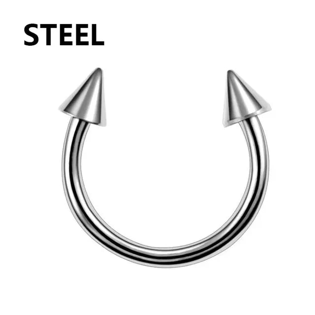Stainless Steel Horseshoe Fake Nose Ring C Clip Septum Lip Hoop 1Pc For Women Men Jewelry