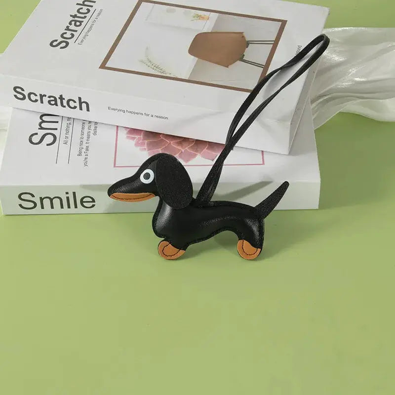 Cute Dachshund Leather Design Keychain Dog Charm For Bag And Car Ornament Perfect Gift For Women Friends And Couples