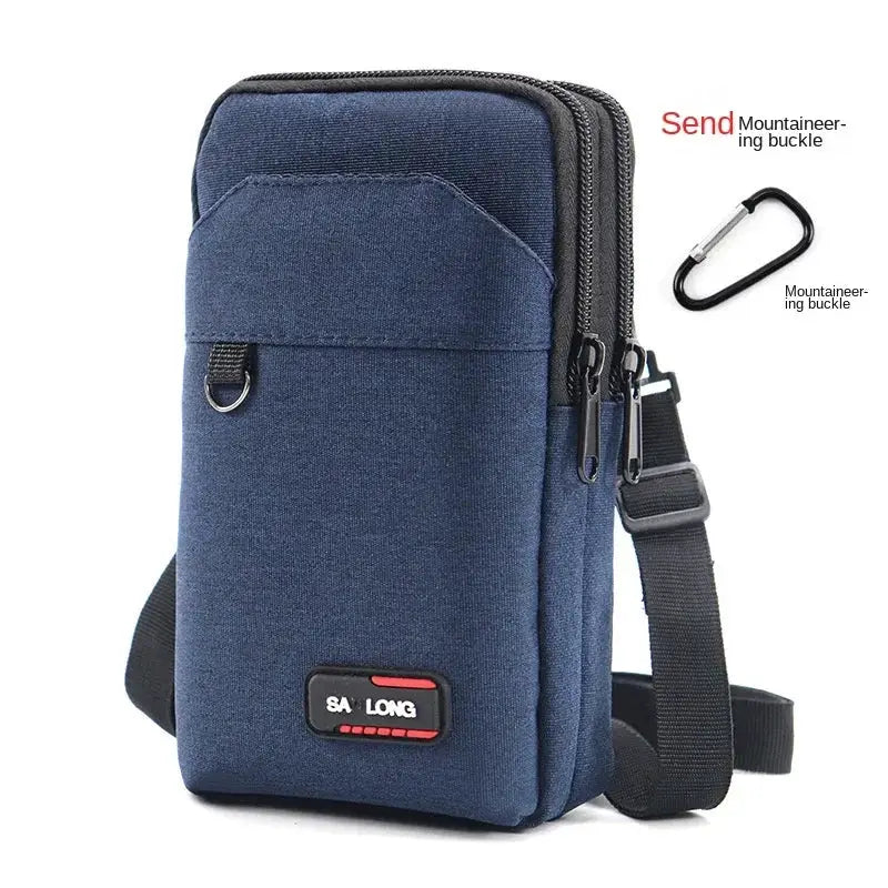Men's navy waterproof tactical waist pack with mobile phone pouch and crossbody strap