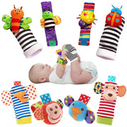4 Piece Baby Rattle Toys Set Cute Stuffed Animals Wrist Rattles Foot Finder Socks 0 To 24 Months Gift For Infant