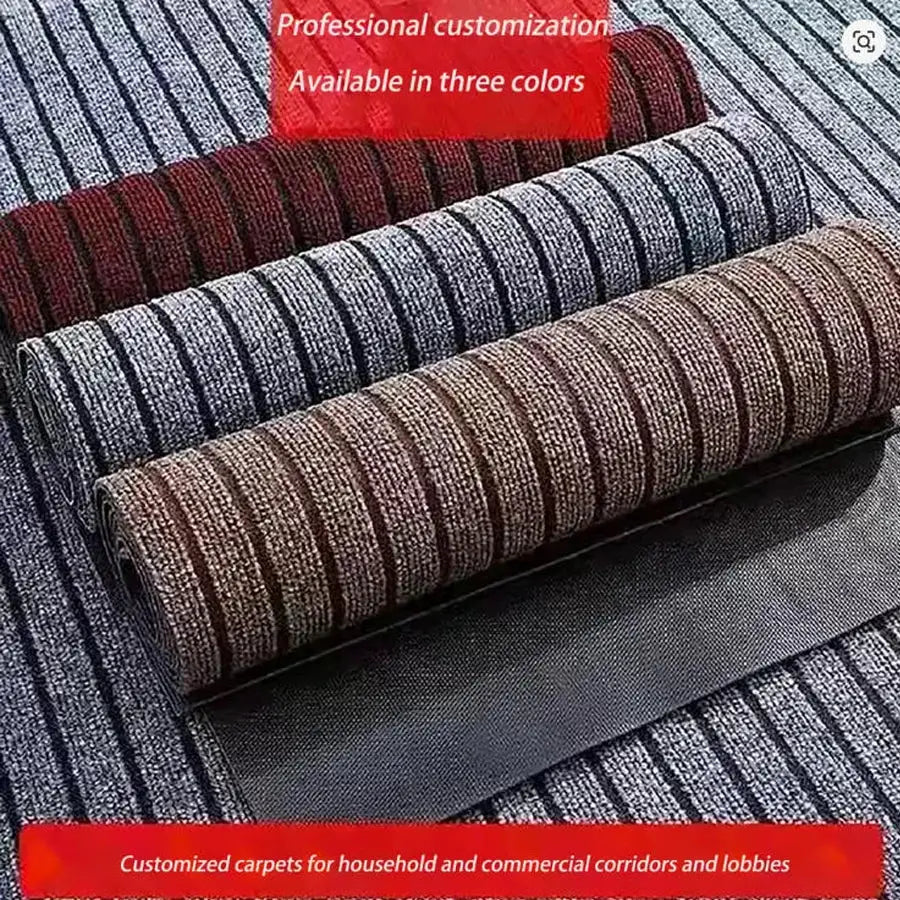 Simples Market polyester striped kitchen floor mats, 3-pack, non-slip and anti-fouling in beige, gray and brown