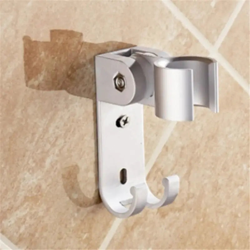 Simples Market chrome adjustable hand shower holder with suction cup wall bracket and dual hooks.