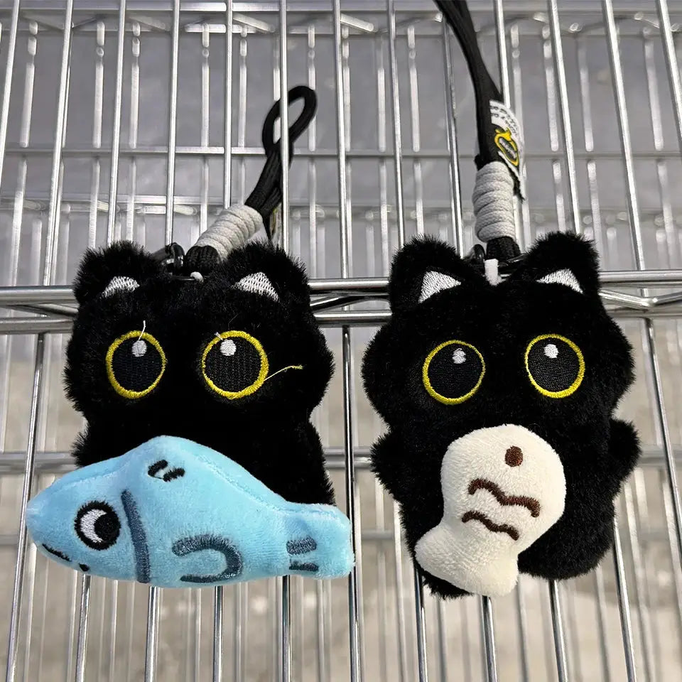 Cute Plush Black Cat Keychain Bag Charm Pendant Kawaii Toy For Women And Couples Gift Accessories