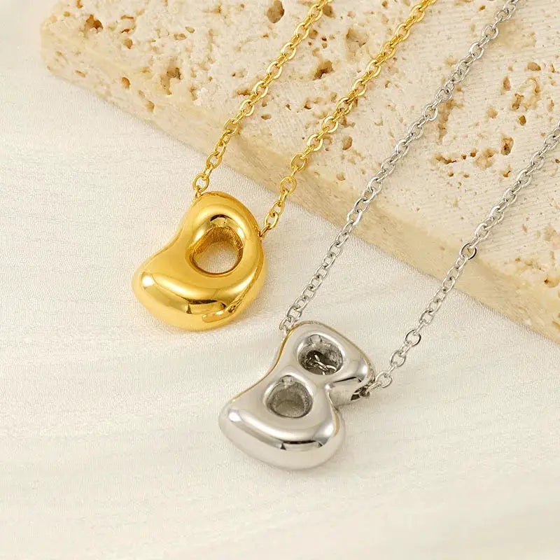 26 Initial Letter Necklace 18K Stainless Steel Balloon Bubble Style For Women Personalized Jewelry Gift Wholesale
