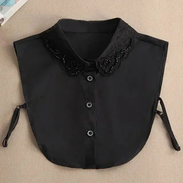 Detachable White Faux Collar With Front Tie For Women And Girls Vintage Lace Blouse Collar
