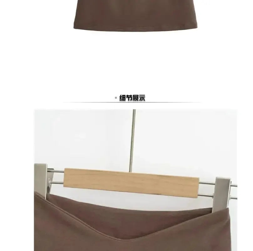 Women brown A-line mini skirt by Simples Market, low-waist office casual style